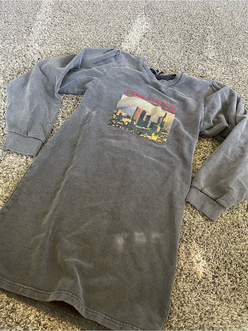 Boohoo Charcoal Gray Mini Sweatshirt Dress